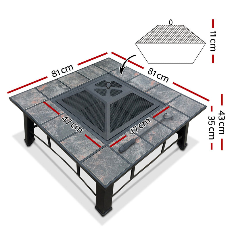 Fire Pit BBQ Grill Smoker Table Outdoor Garden Ice Pits Wood Firepit