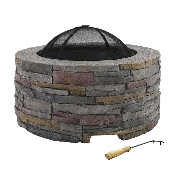 Grillz Fire Pit Table Outdoor Fireplace - Round