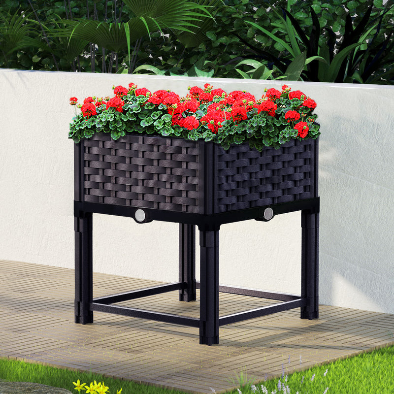 Green Fingers Garden Bed Planter Box, 40 x 40 x 23cm Elevated Raised Beds for Vegetables, Flowers & Herbs