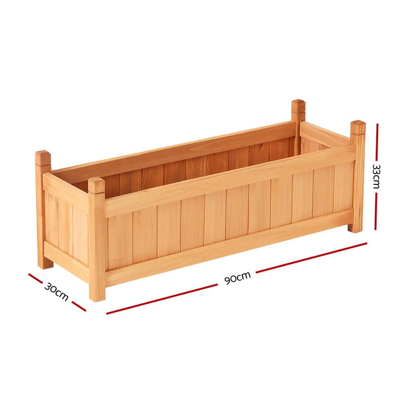 Greenfingers Wooden Garden Bed 90x30x33cm Raised Garden Planter Box for Flowers, Vegetables & Storage