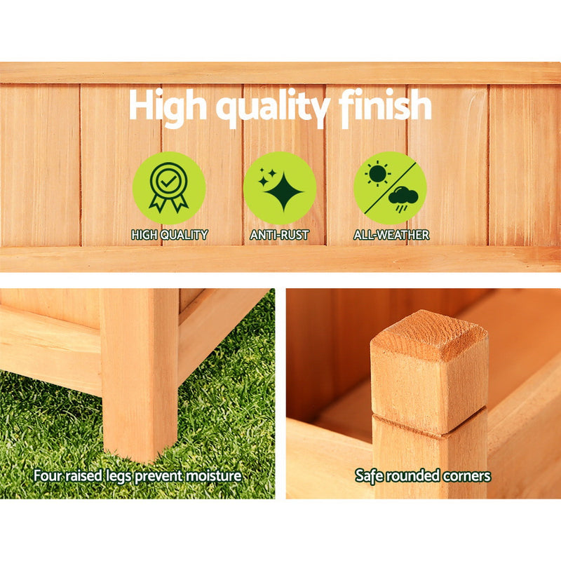 Greenfingers Wooden Garden Bed 90x30x33cm Raised Garden Planter Box for Flowers, Vegetables & Storage