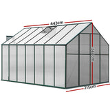 Greenfingers Aluminium Greenhouse Green House Garden Polycarbonate 4.43X2.44M