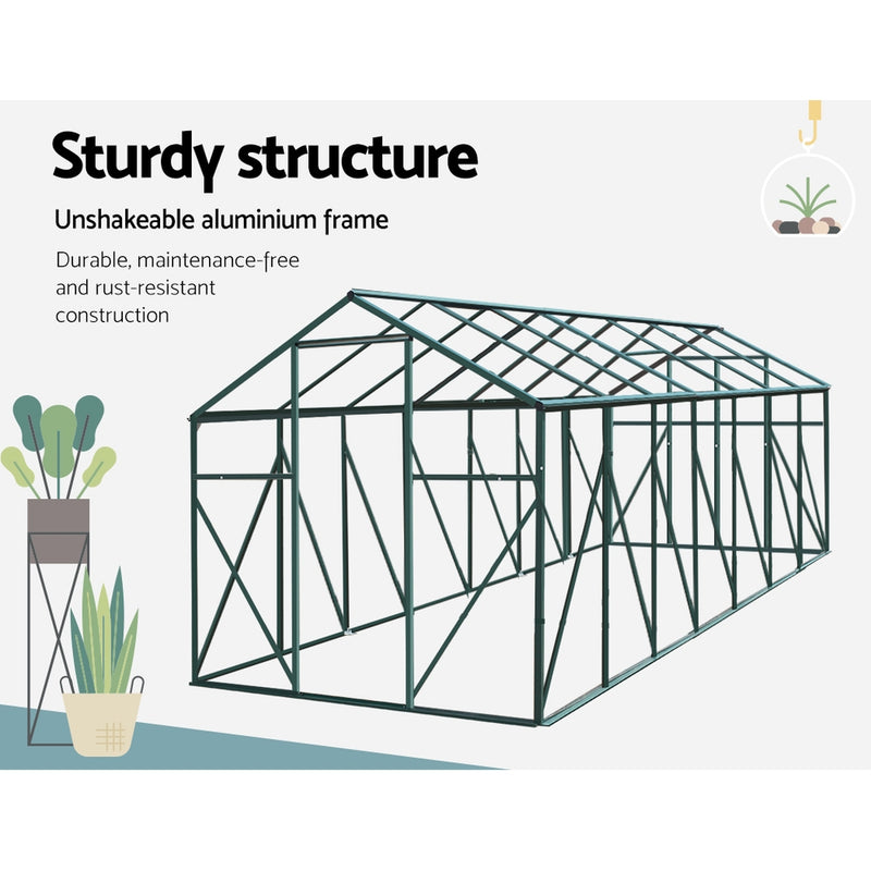 Greenfingers Aluminium Greenhouse Green House Garden Polycarbonate 4.43X2.44M