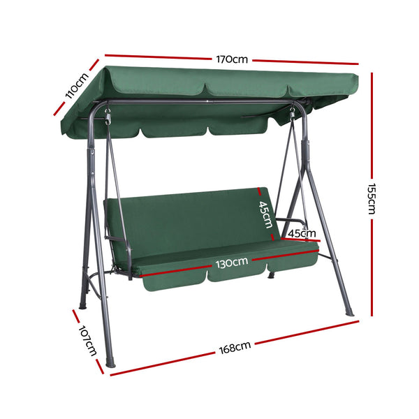 Gardeon Swing Chair Hammock Outdoor Furniture Garden Canopy Bench Seat Green