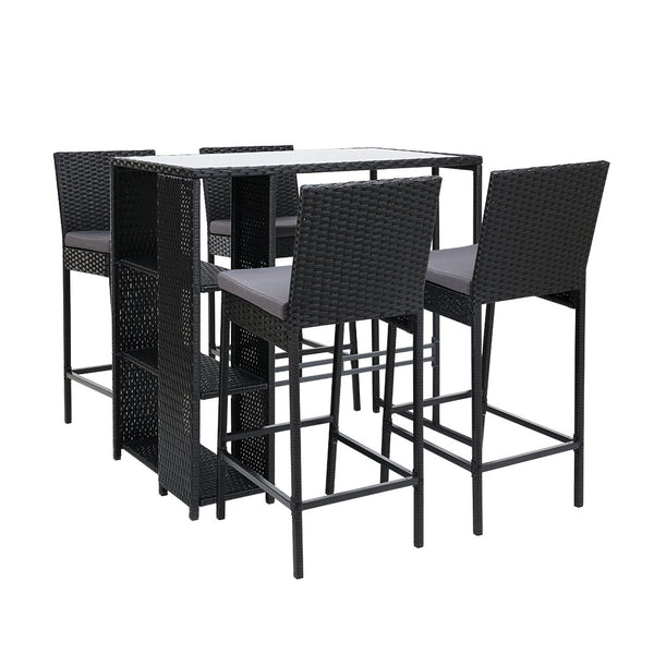 Gardeon Outdoor Bar Set Table Stools Furniture Dining Chairs Wicker Patio Garden