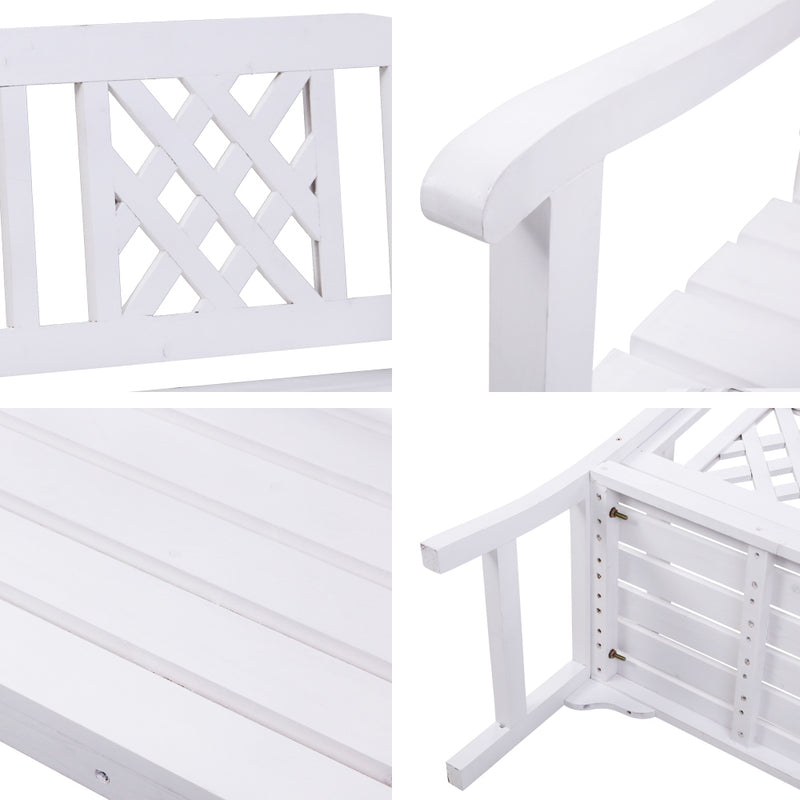 Gardeon Wooden Garden Bench 2 Seat Patio Furniture Timber Outdoor Lounge Chair White