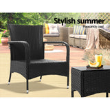 Outdoor Furniture Patio Set Wicker Outdoor Conversation Set Chairs Table 3PCS