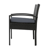 Set of 2 Outdoor Dining Chairs Wicker Chair Patio Garden Furniture Lounge Setting Bistro Set Cafe Cushion Gardeon Black