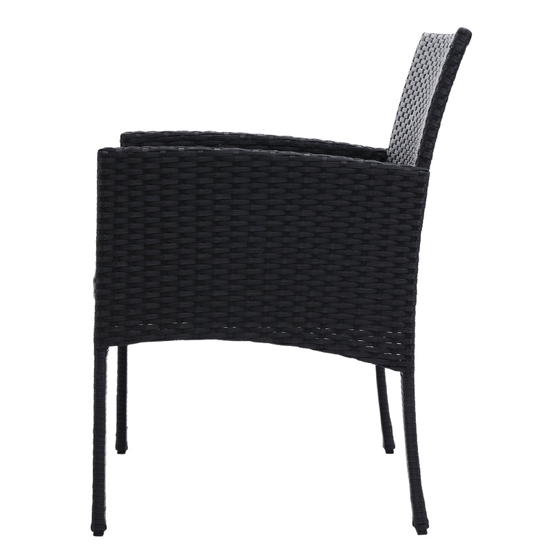 Set of 2 Outdoor Bistro Chairs Patio Furniture Dining Chair Wicker Garden Cushion Gardeon