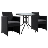 Gardeon Patio Furniture Dining Chairs Table Patio Setting Bistro Set Wicker Tea Coffee Cafe Bar Set