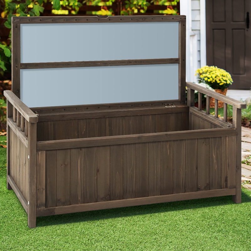 Gardeon Outdoor Storage Box Wooden Garden Bench Chest Toy Tool Sheds Furniture