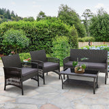 Gardeon 4 PCS Outdoor Furniture Lounge Setting Wicker Dining Set Grey