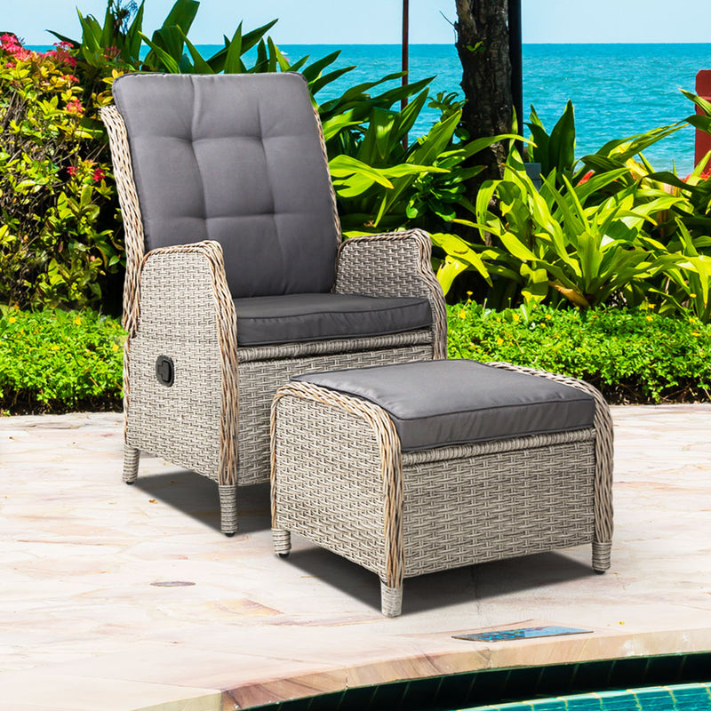 Gardeon Recliner Chair Sun lounge Outdoor Setting Patio Furniture Wicker Sofa