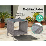 Gardeon Outdoor Setting Recliner Chair Table Set Wicker lounge Patio Furniture Grey