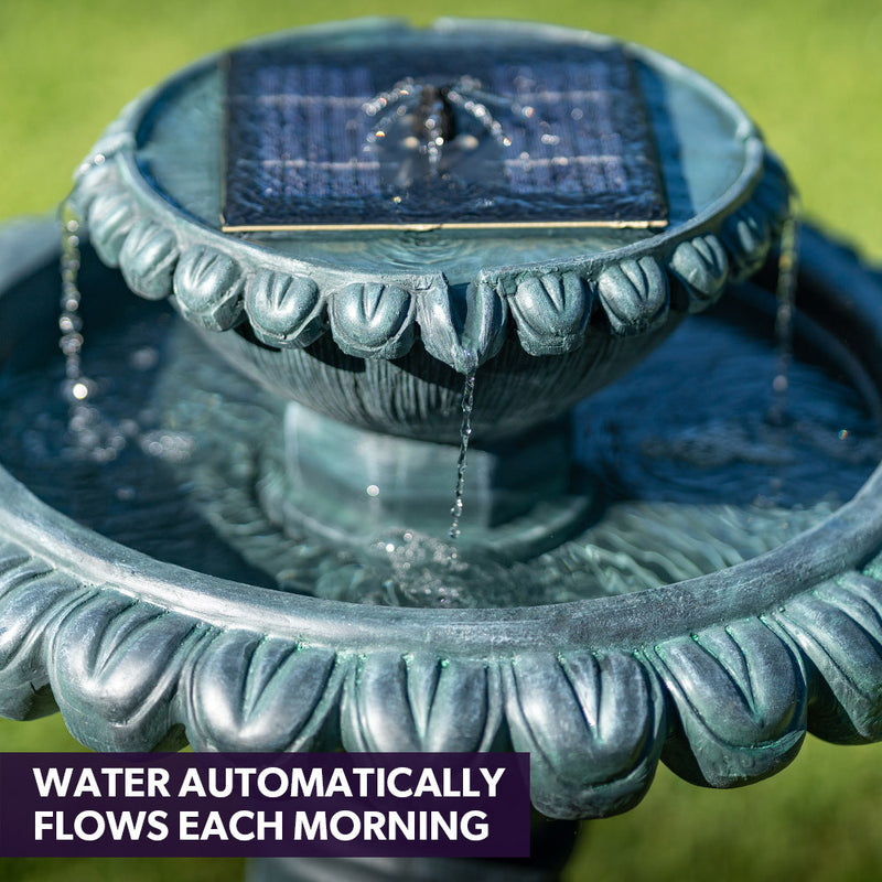 PROTEGE Water Fountain Solar Powered Battery Outdoor Bird Bath with LED Lights