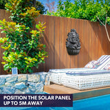 PROTEGE Lion Head Solar Powered Water Feature Fountain, Wall Mount or Freestanding with Lighting