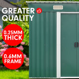 Wallaroo 4ft x 8ft Garden Shed with Base Flat Roof Outdoor Storage - Green