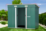 Wallaroo 4ft x 8ft Garden Shed with Base Flat Roof Outdoor Storage - Green