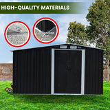 Wallaroo Garden Shed with Semi-Closed Storage 8*8FT - Black