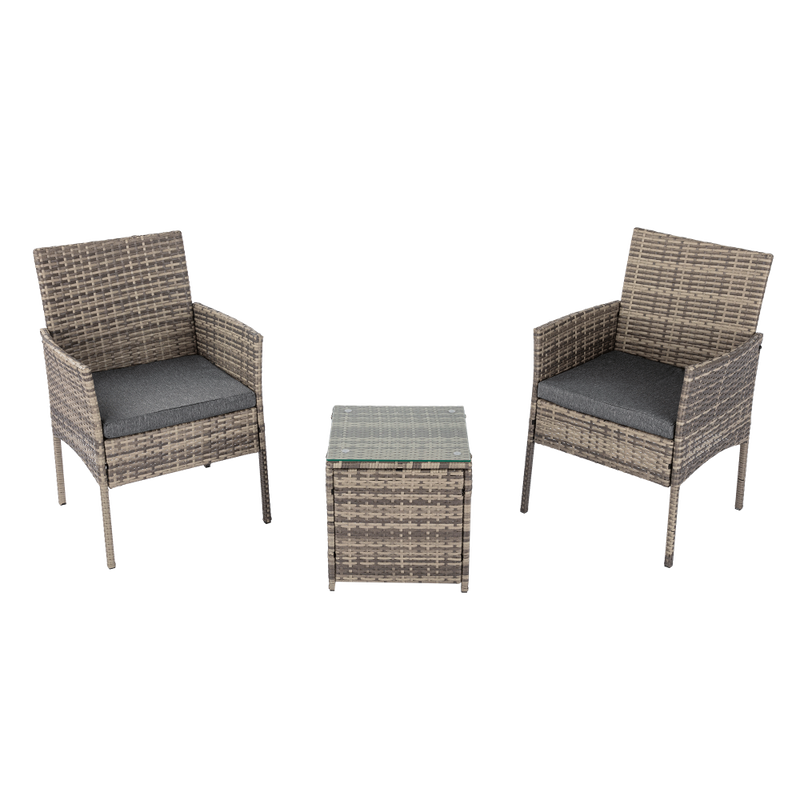 2 Seater PE Rattan Outdoor Furniture Chat Set- Mixed Grey