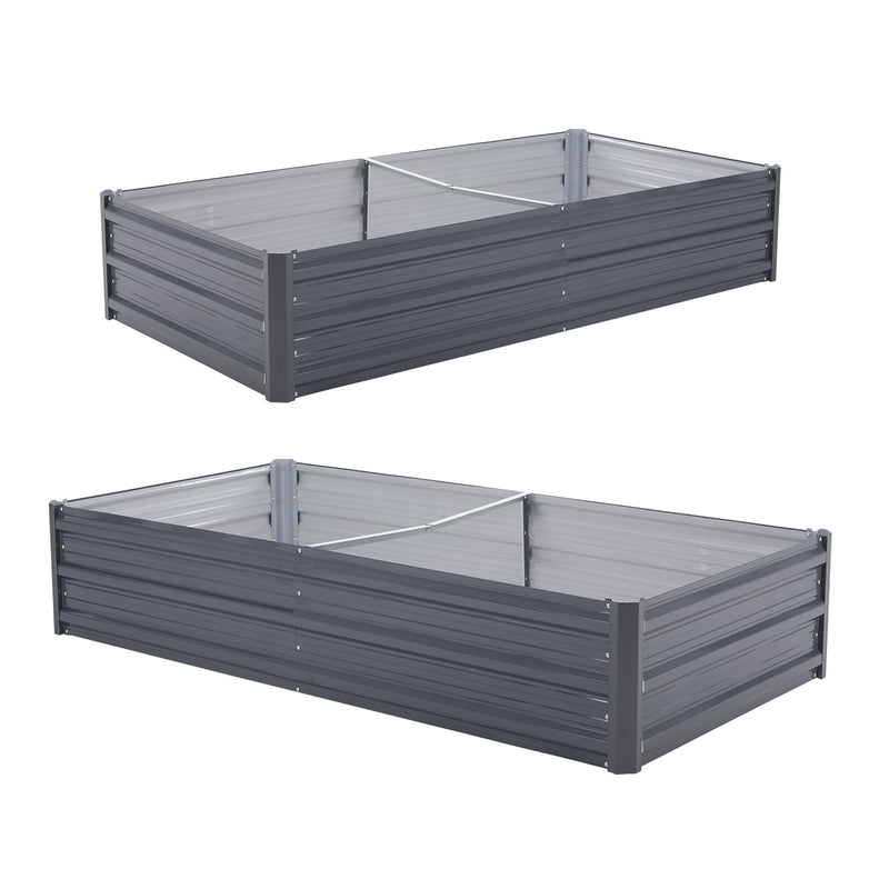 Home Ready 2 Set 150 x 90 x 30cm Grey Raised Garden Bed Galvanised Steel Planter