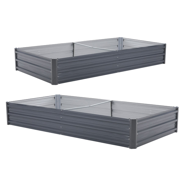 Home Ready 2 Set 210 x 90 x 30cm Grey Raised Garden Bed Galvanised Steel Planter