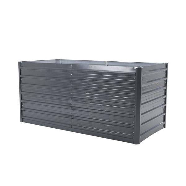 Home Ready 320 x 80 x 77cm Grey 2-in-1 Raised Garden Bed Galvanised Steel Planter