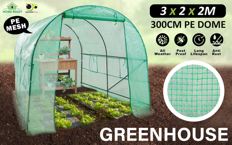 Home Ready Dome Tunnel Hoop Polytunnel 3x2x2M Greenhouse Walk-In Shed PE