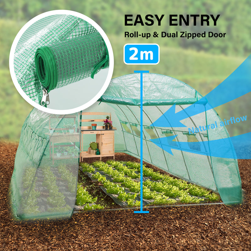 Home Ready Dome Hoop Tunnel Polytunnel 6x3x2M Greenhouse Walk-In Shed PE