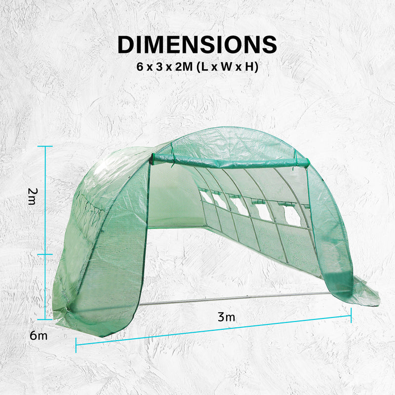 Home Ready Dome Hoop Tunnel Polytunnel 6x3x2M Greenhouse Walk-In Shed PE