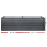 dimensions of Galvanised raised garden bed measuring 320cm x 80cm x 77cm in aluminium grey