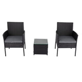 Furniture > Outdoor - 3PC Outdoor Table and Chairs Set - Black - Garden Yard