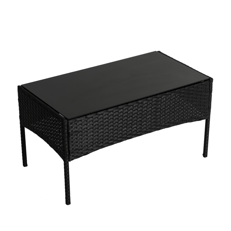 Furniture > Outdoor - 4 Seater Wicker Outdoor Lounge Set - Black - Garden Yard