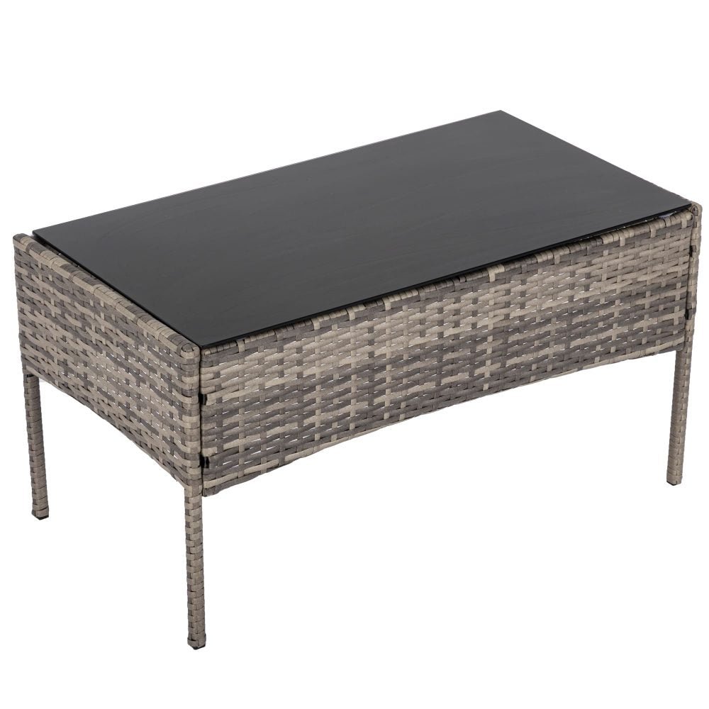 Furniture > Outdoor - 4 Seater Wicker Outdoor Lounge Set - Mixed Grey - Garden Yard