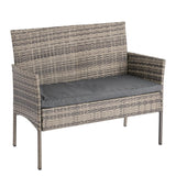 Furniture > Outdoor - 4 Seater Wicker Outdoor Lounge Set - Mixed Grey - Garden Yard