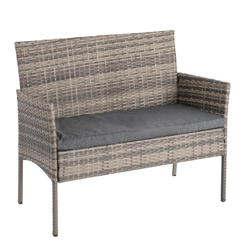 Furniture > Outdoor - 4 Seater Wicker Outdoor Lounge Set - Mixed Grey - Garden Yard