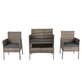 Furniture > Outdoor - 4 Seater Wicker Outdoor Lounge Set - Mixed Grey - Garden Yard