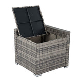 Furniture > Outdoor - 7PC Outdoor Wicker Lounge with Storage Corner (Grey) - Garden Yard