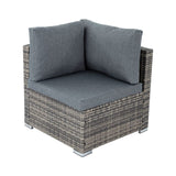 Furniture > Outdoor - 7PC Outdoor Wicker Lounge with Storage Corner (Grey) - Garden Yard