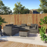 Furniture > Outdoor - 7PC Outdoor Wicker Lounge with Storage Corner (Grey) - Garden Yard