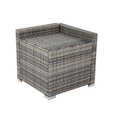 Furniture > Outdoor - 7PC Outdoor Wicker Lounge with Storage Corner (Grey) - Garden Yard