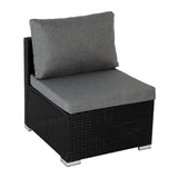 Furniture > Outdoor - 7PC Outdoor Wicker Loveseat Setting with Storage Corner (Black) - Garden Yard