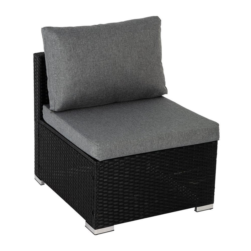 Furniture > Outdoor - 7PC Outdoor Wicker Loveseat Setting with Storage Corner (Black) - Garden Yard