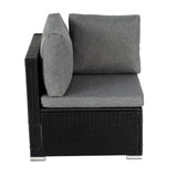 Furniture > Outdoor - 7PC Outdoor Wicker Loveseat Setting with Storage Corner (Black) - Garden Yard