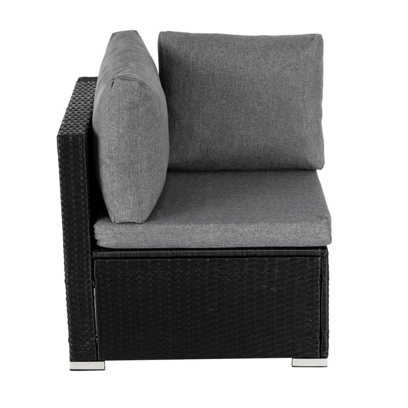 Furniture > Outdoor - 7PC Outdoor Wicker Loveseat Setting with Storage Corner (Black) - Garden Yard