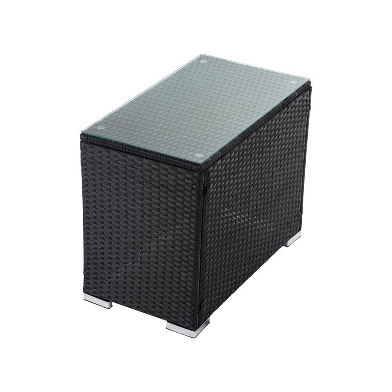 Furniture > Outdoor - 7PC Outdoor Wicker Loveseat Setting with Storage Corner (Black) - Garden Yard