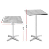 Furniture > Outdoor - Bar Table Outdoor Furniture Adjustable Aluminium Pub Cafe Indoor Square Gardeon - Garden Yard
