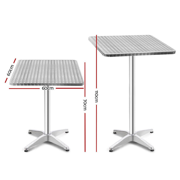 Furniture > Outdoor - Bar Table Outdoor Furniture Adjustable Aluminium Pub Cafe Indoor Square Gardeon - Garden Yard