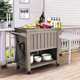 Furniture > Outdoor - Garden Bar Serving Cart with Cooler (Taupe) - Garden Yard