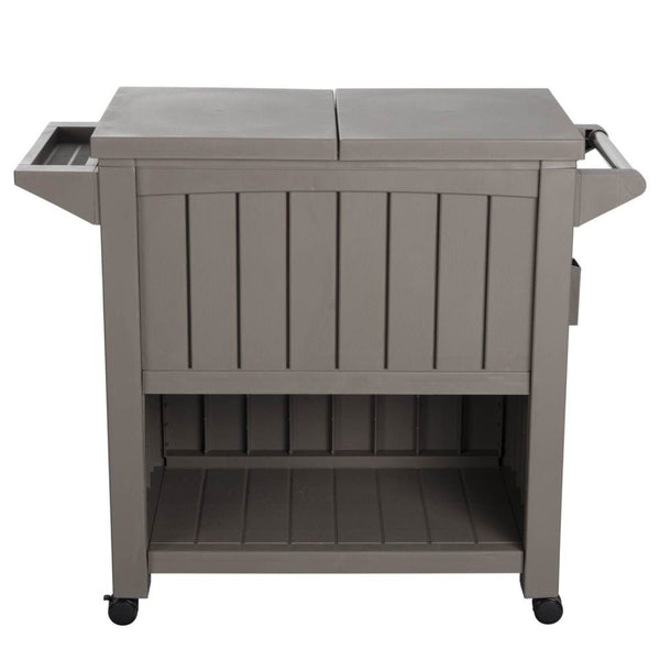 Furniture > Outdoor - Garden Bar Serving Cart with Cooler (Taupe) - Garden Yard